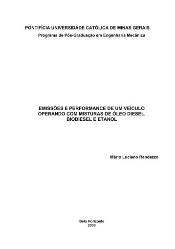 emissões e performance de um veículo operando com misturas de ...