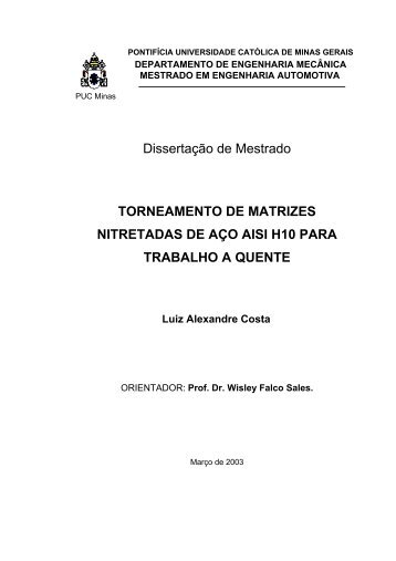 TORNEAMENTO DE MATRIZES NITRETADAS DE AÇO AISI H10 ...