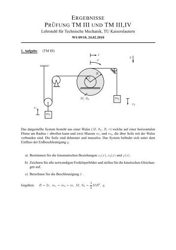 PR ¨UFUNG TM III UND TM III,IV - Lehrstuhl für Technische Mechanik