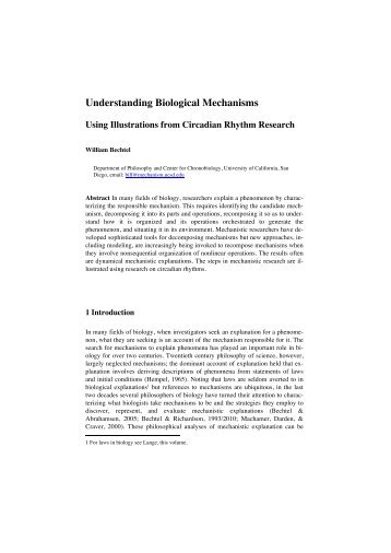 Understanding biological mechanisms: Using ... - William Bechtel