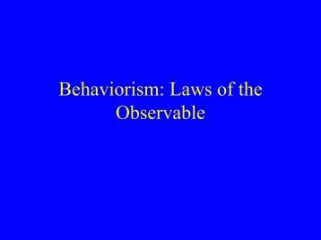 Behaviorism: Applied Logical Positivism