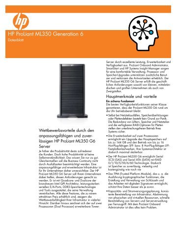 HP Proliant ML350 Generation 6-Datenblatt - Cancom