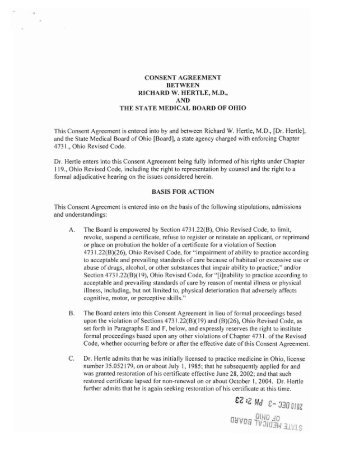 consent agreement between richard w. hertle, md, the state medical ...