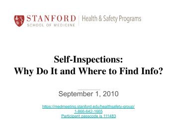 Self-Inspections - Stanford University School of Medicine