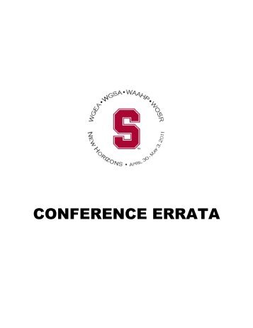 2011 Conference Errata - Stanford University School of Medicine