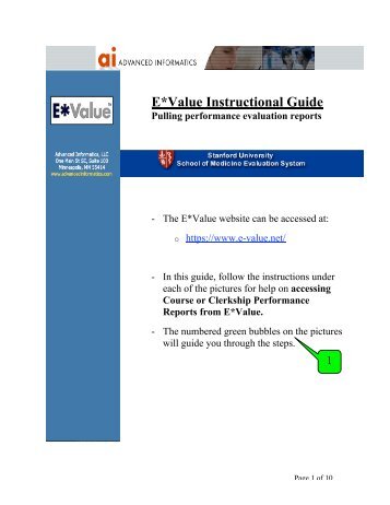 E*Value Instructional Guide - Stanford University School of Medicine