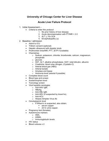 Acute Liver Failure Protocol