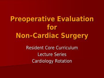 Preoperative Evaluation for Non-Cardiac Surgery