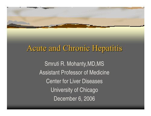 Acute and Chronic Hepatitis - The University of Chicago Department ...