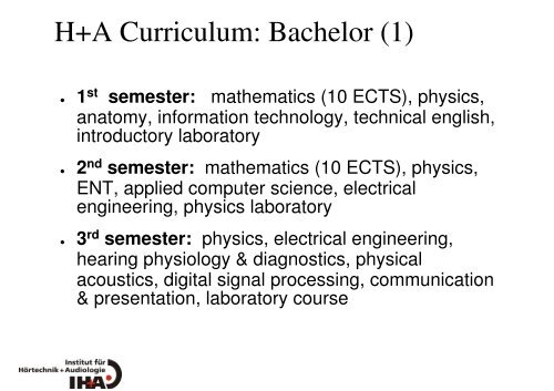 Bachelor / Master study programmes Audiology in ... - Medical Physics