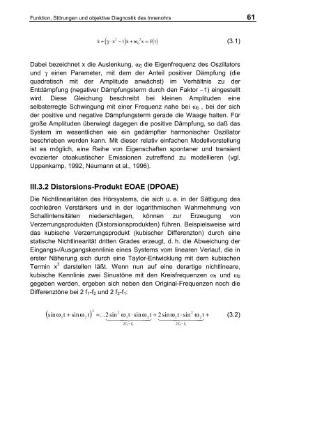 III. Funktion, Störungen und objektive Diagnostik des Innenohrs