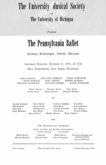 The University ldusical Society The Pennsylvania Ballet