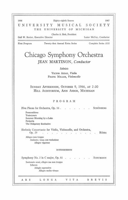 Chicago Symphony Orchestra JEAN MARTINON, Conductor