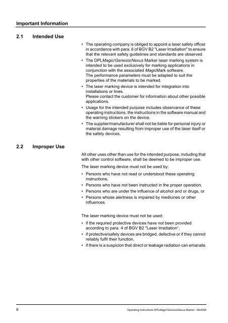 Operating Instructions Dplmagic Marker Dplgenesis ... - ACI Laser