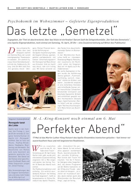 Fröhliches „Gemetzel“ - APOLLO-Theater Siegen