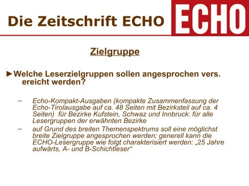 Die Zeitschrift ECHO