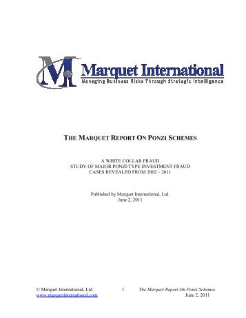 The Marquet Report on Ponzi Schemes - Marquet International