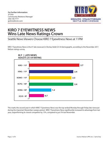 KIRO 7 EYEWITNESS NEWS Wins Late News ... - Cox Media Group