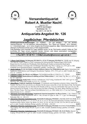 Antiquariats-Angebot Nr. 126 Jagdbücher ... - Antikbuch24