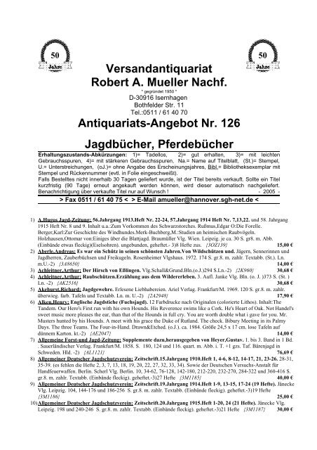 Antiquariats-Angebot Nr. 126 Jagdbücher ... - Antikbuch24