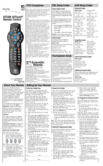 Manual For Comcast Remote Control