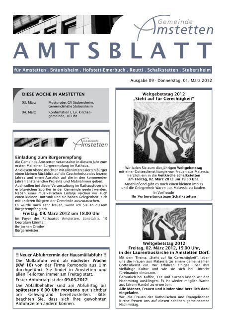 Amtsblatt A M T S B L A T T Amstetten