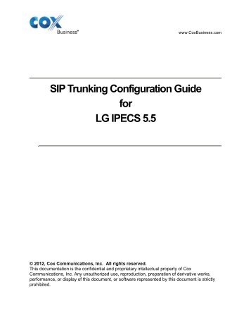 SIP Trunking Configuration Guide for LG IPECS 5 - Cox ...