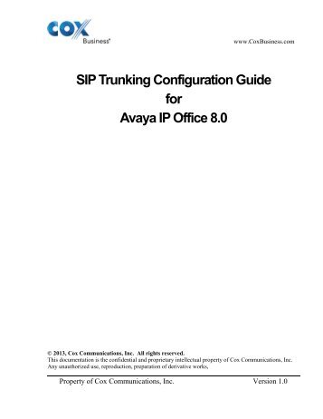 Avaya IP Office 8.0 - Cox Communications