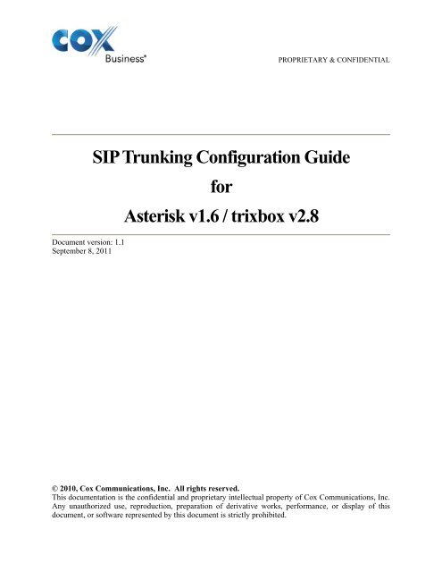 Asterisk Configuration Guide - Cox Communications