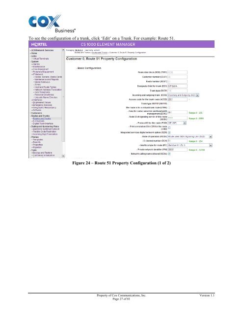 SIP Trunking Configuration Guide For Avaya Aura™ Session - Cox ...