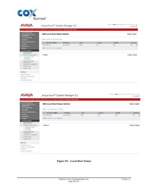 SIP Trunking Configuration Guide For Avaya Aura™ Session - Cox ...