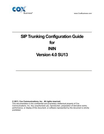 SIP Trunking Configuration Guide for ININ Version 4.0 SU13 - Cox ...