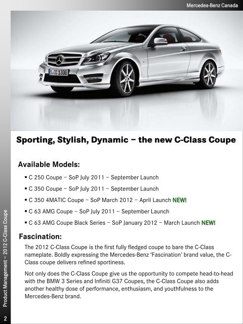 2012 C-Class Coupe Technical Data - Daimler