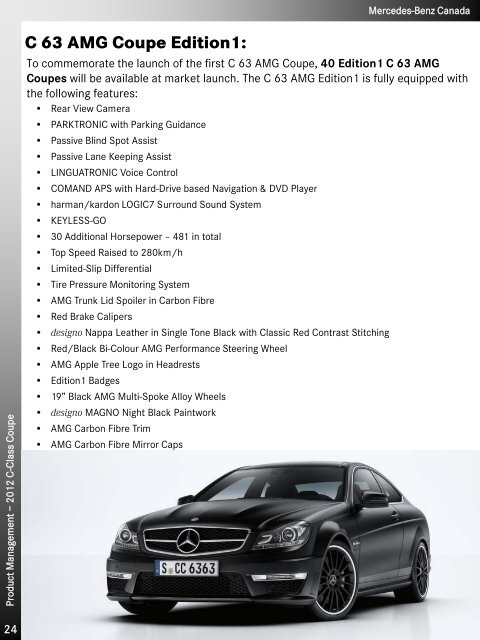 2012 C-Class Coupe Technical Data - Daimler