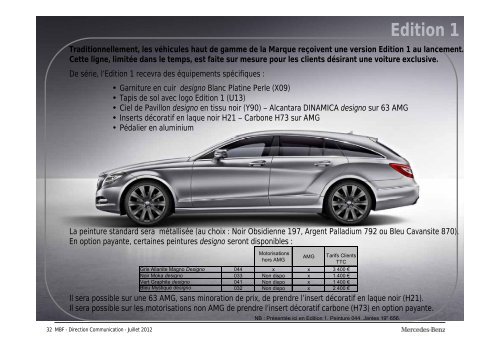 Nouvelle Classe CLS Shooting Brake Gamme et tarifs ... - Daimler