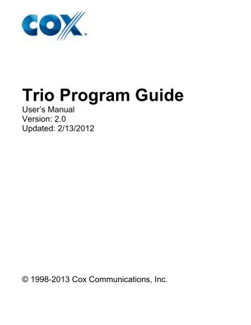 Trio Program Guide User's Manual - Cox Communications