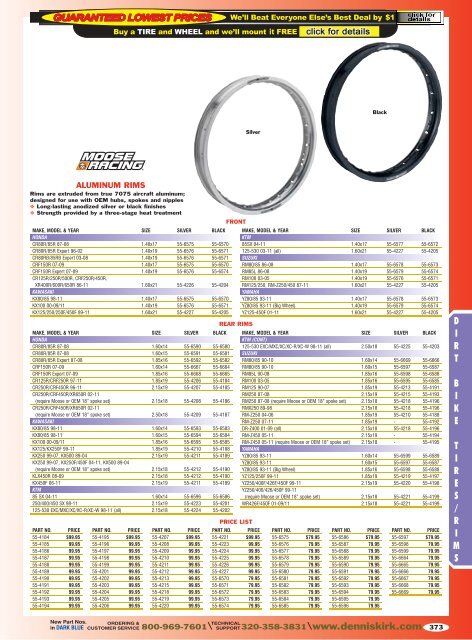 2011 Off Road Catalog: Dirt Bike Tires & Rims