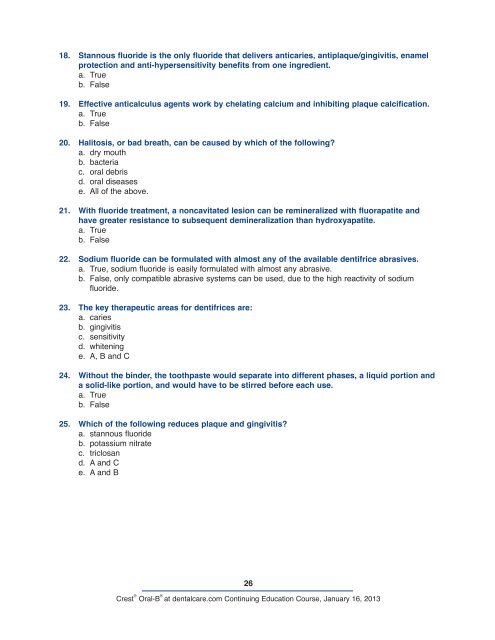 CE410 - Fundamentals of Dentifrice: Oral Health ... - DentalCare.com