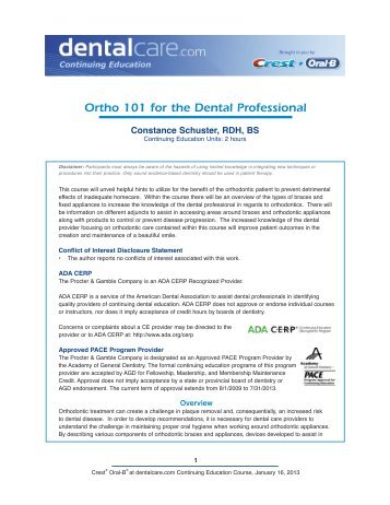 CE 413 - Ortho 101 for the Dental Professional - DentalCare.com