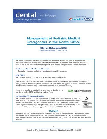 CE 391 - Management of Pediatric Medical ... - DentalCare.com