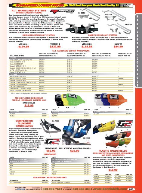 2012 Off Road Catalog: Handlebars/Controls - Free Catalog Request