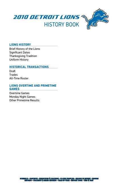 10 Detroit Lions History Book Detroit Lions Mediaroom