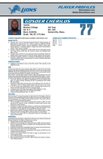 2011 Detroit Lions MeDia GUiDe - Detroit Lions Mediaroom