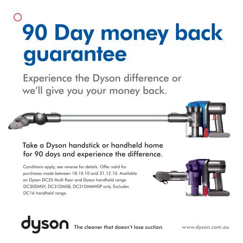 90 Day money back guarantee Dyson