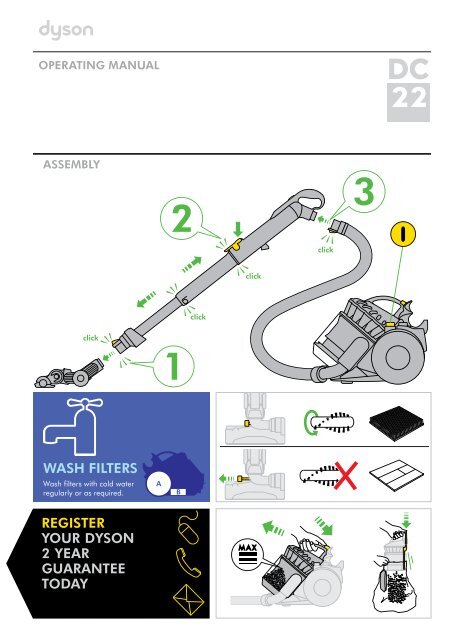 register your dyson 2 year guarantee today wash filters