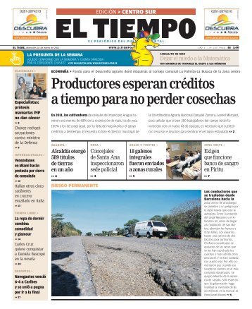 Productores esperan créditos a tiempo para no perder ... - El Tiempo