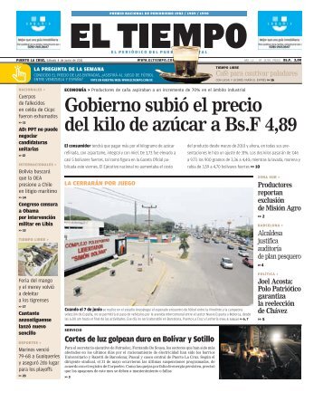 Gobierno subió el precio del kilo de azúcar a Bs.F 4,89 - El Tiempo