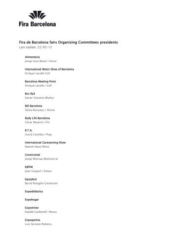 Fira de Barcelona fairs Organizing Committees presidents