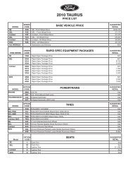 2010 Taurus and SHO Price List - Ford