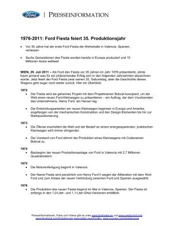 Zum download des PDFs "35 Jahre Fiesta Chronologie" - Ford
